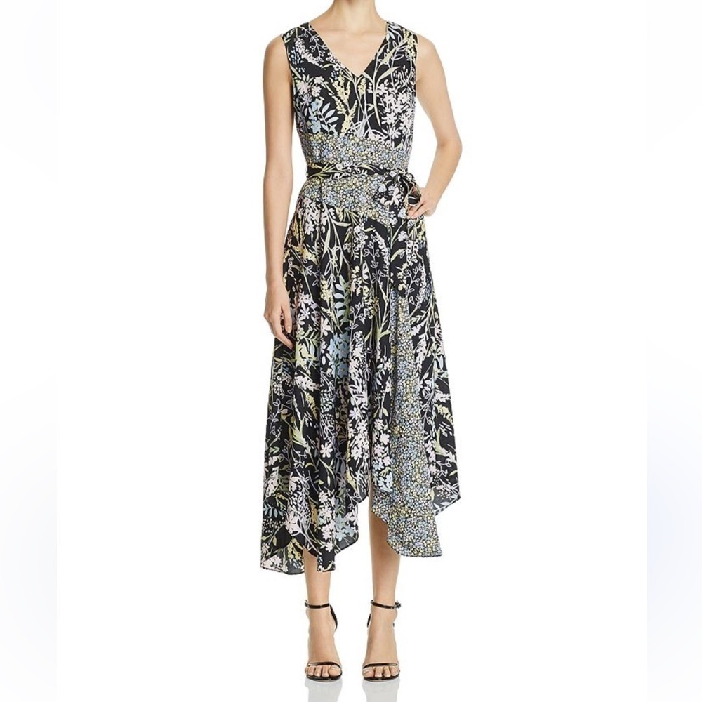 Nwt Calvin Klein Floral Handkerchief Midi Dress